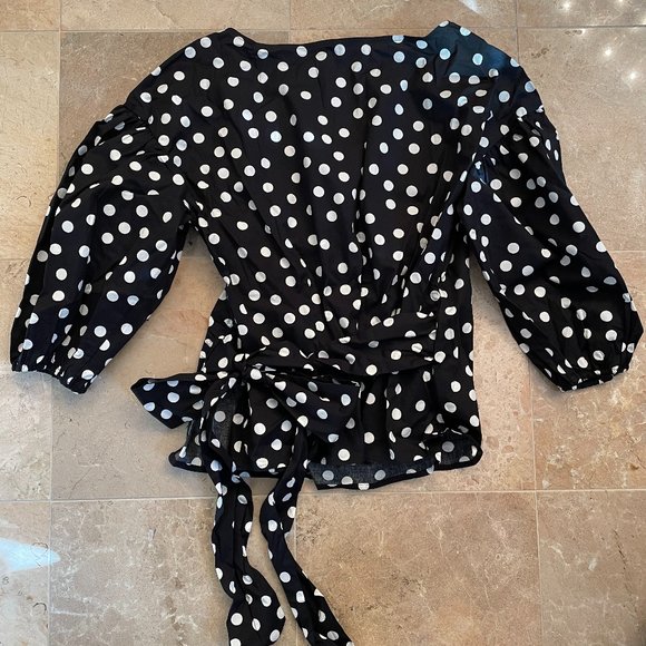 NEW White House Black Market Polka Dot Wrap Blouse - Picture 6 of 6